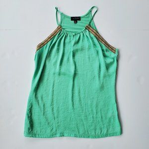 Sleeveless mixed media top